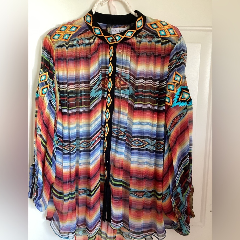 Vintage Collection womens western black pearl snap blouse-ballon sleeve
S1